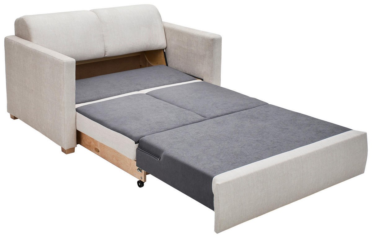 SCHLAFSOFA in Flachgewebe Creme  - Buchefarben/Creme, Konventionell, Holz/Textil (144/81/97,5cm) - Carryhome