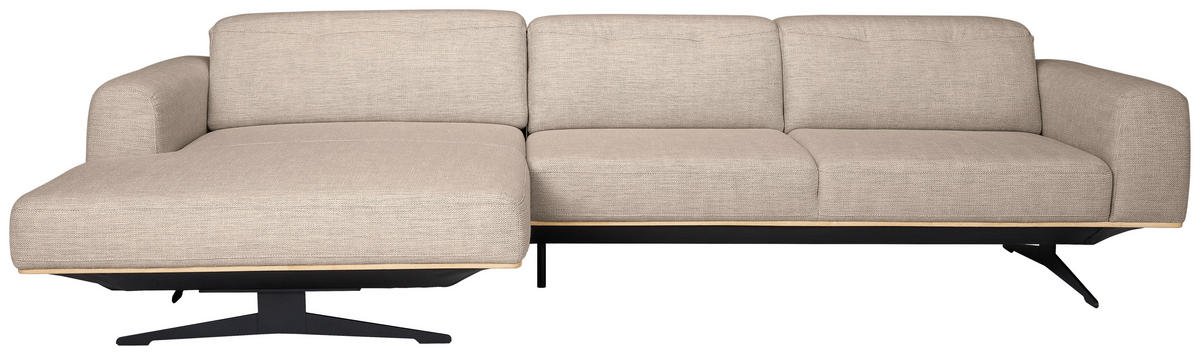 ECKSOFA Sandfarben Struktur  - Sandfarben/Eichefarben, Design, Holz/Textil (163/305cm) - Novel