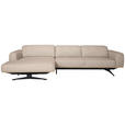 ECKSOFA Sandfarben Struktur  - Sandfarben/Eichefarben, Design, Holz/Textil (163/305cm) - Novel