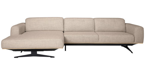 ECKSOFA Sandfarben Struktur - Sandfarben/Eichefarben, Design, Holz/Textil (163/305cm) - Novel