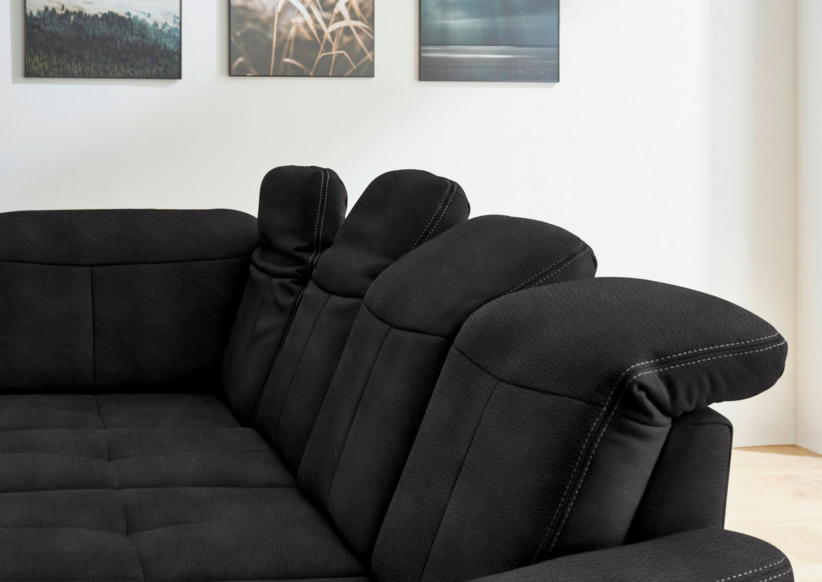 WOHNLANDSCHAFT in Mikrofaser Anthrazit  - Wildeiche/Anthrazit, Konventionell, Holz/Textil (243/343/185cm) - Voleo
