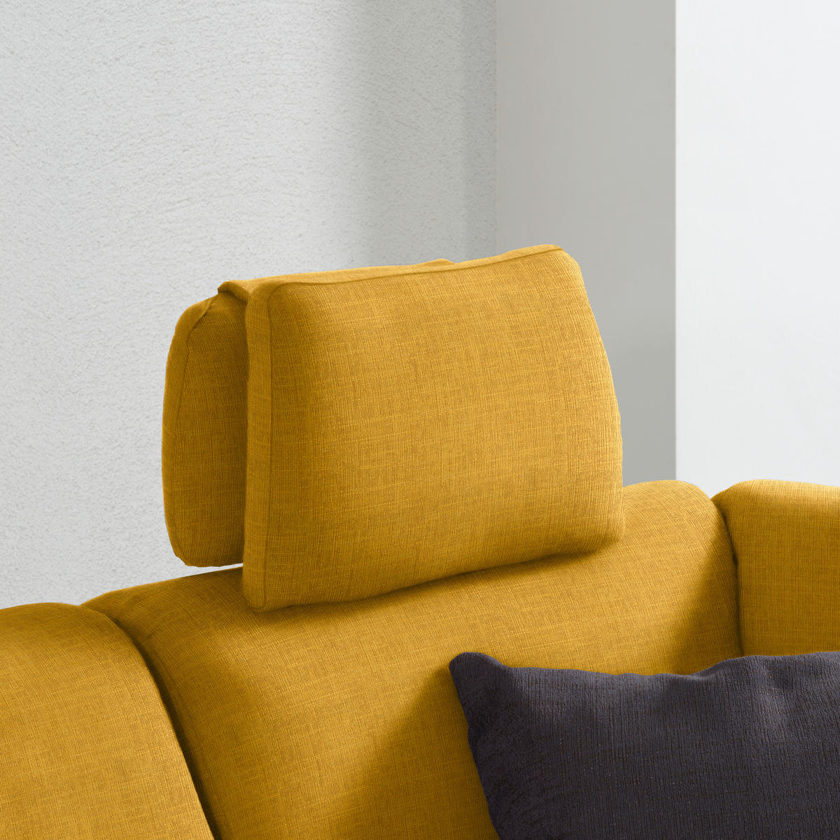 ECKSOFA in Chenille Gelb  226/208 cm  - Gelb/Schwarz, KONVENTIONELL, Textil (226/208cm) - Sedda
