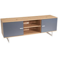 NÍZKÁ KOMODA, šedá, barvy dubu, 150/55/40 cm - šedá/barvy stříbra, Design, kov/kompozitní dřevo (150/55/40cm) - Livetastic
