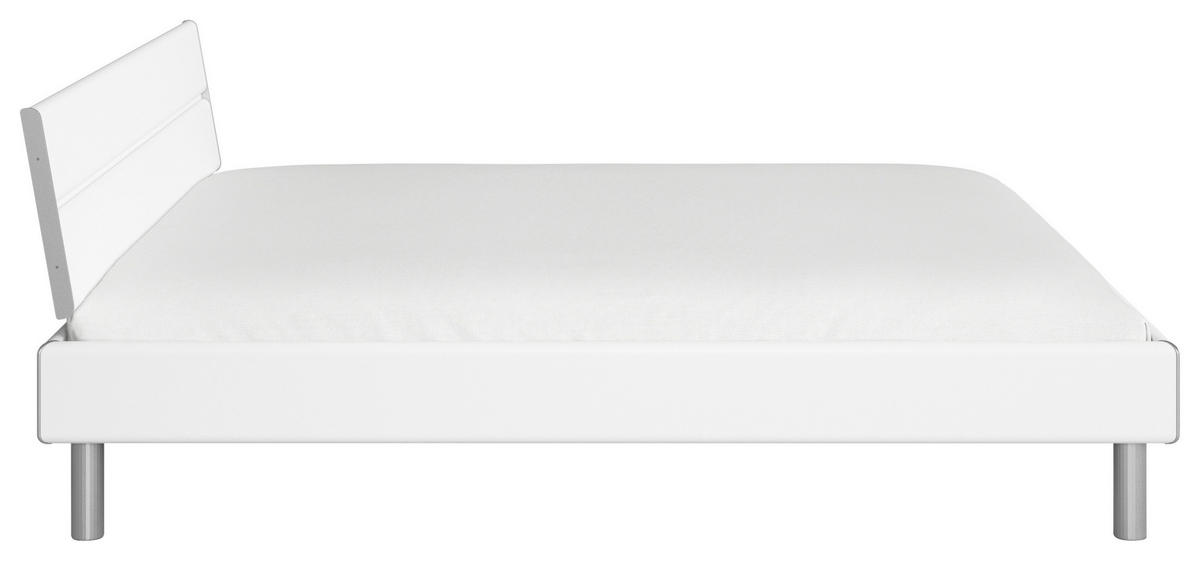 BETT 160/200 cm  in Weiss   - Weiss/Alufarben, Design, Holzwerkstoff/Metall (160/200cm) - Carryhome