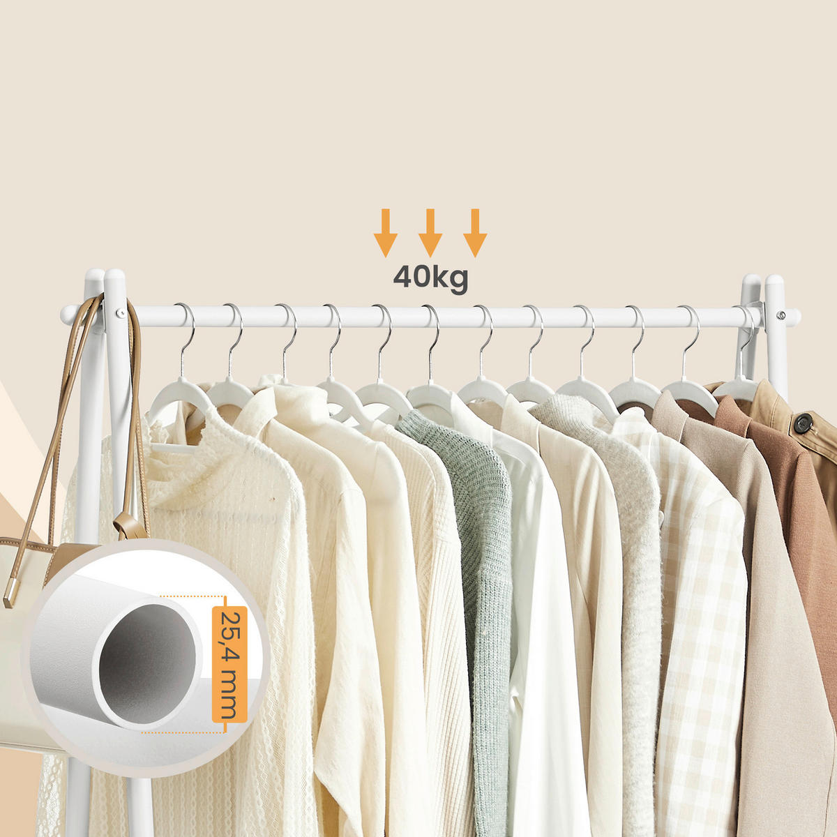 KLEIDERSTÄNDER in Weiß 92,5/153/33,5 cm   - Weiß, Trend, Metall (92,5/153/33,5cm) - Boxxx