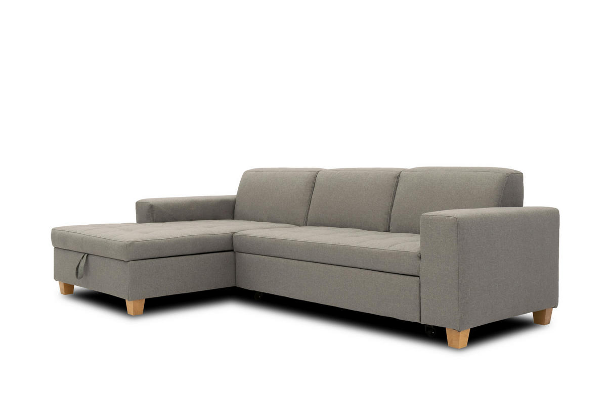 ECKSOFA SUGAR Silberfarben Webstoff  - Chromfarben/Silberfarben, Basics, Textil/Metall (266/162cm) - MID.YOU