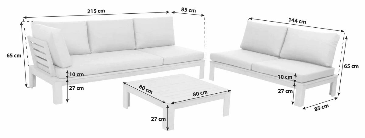 LOUNGEGARNITUR   221/65/85 cm  - Akaziefarben/Grau, Basics, Holz/Textil (221/65/85cm) - Acamp