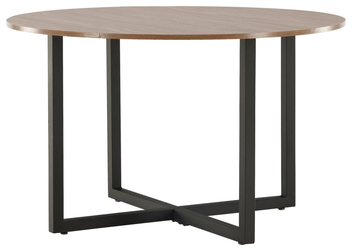 ESSTISCH in Metall, Holzwerkstoff 120/120/75 cm  - Walnussfarben/Schwarz, Design, Holzwerkstoff/Metall (120/120/75cm) - Livetastic