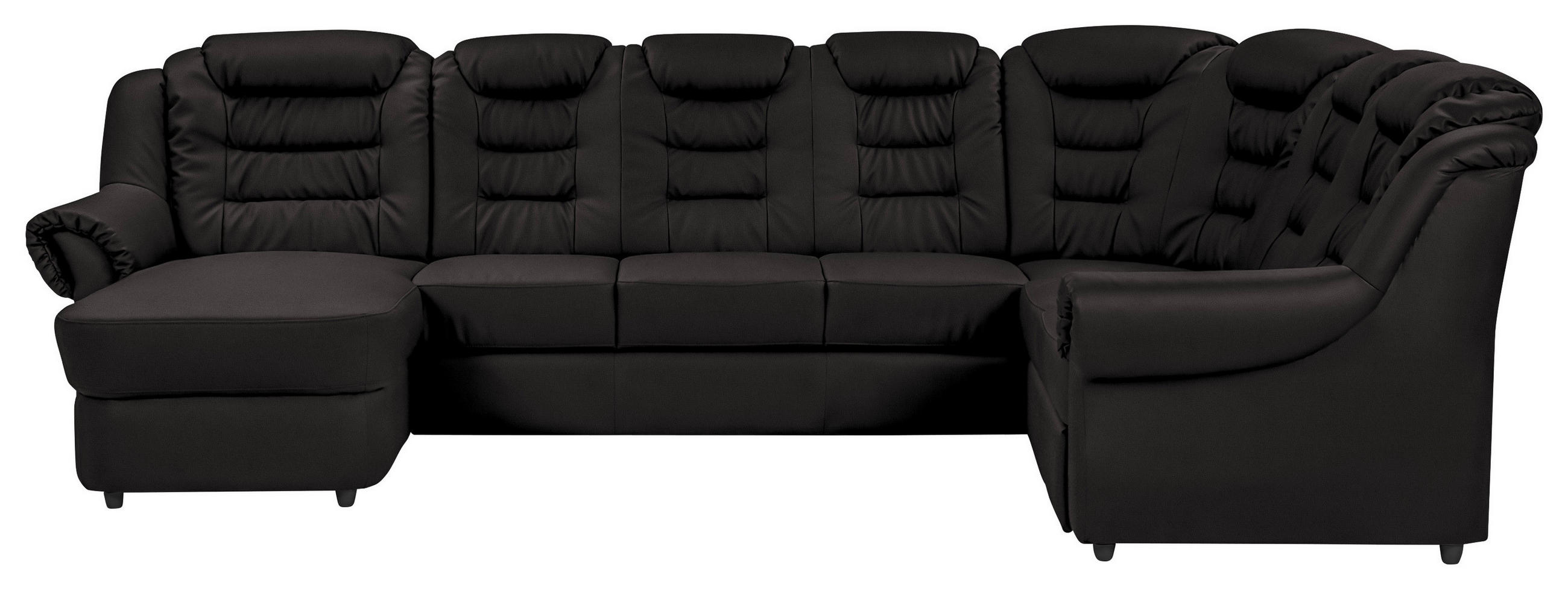 WOHNLANDSCHAFT in Lederlook Schwarz - Schwarz, Konventionell, Kunststoff/Textil (165/333/216cm) - Livetastic