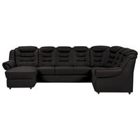 WOHNLANDSCHAFT in Lederlook Schwarz  - Schwarz, Konventionell, Kunststoff/Textil (165/333/216cm) - Livetastic