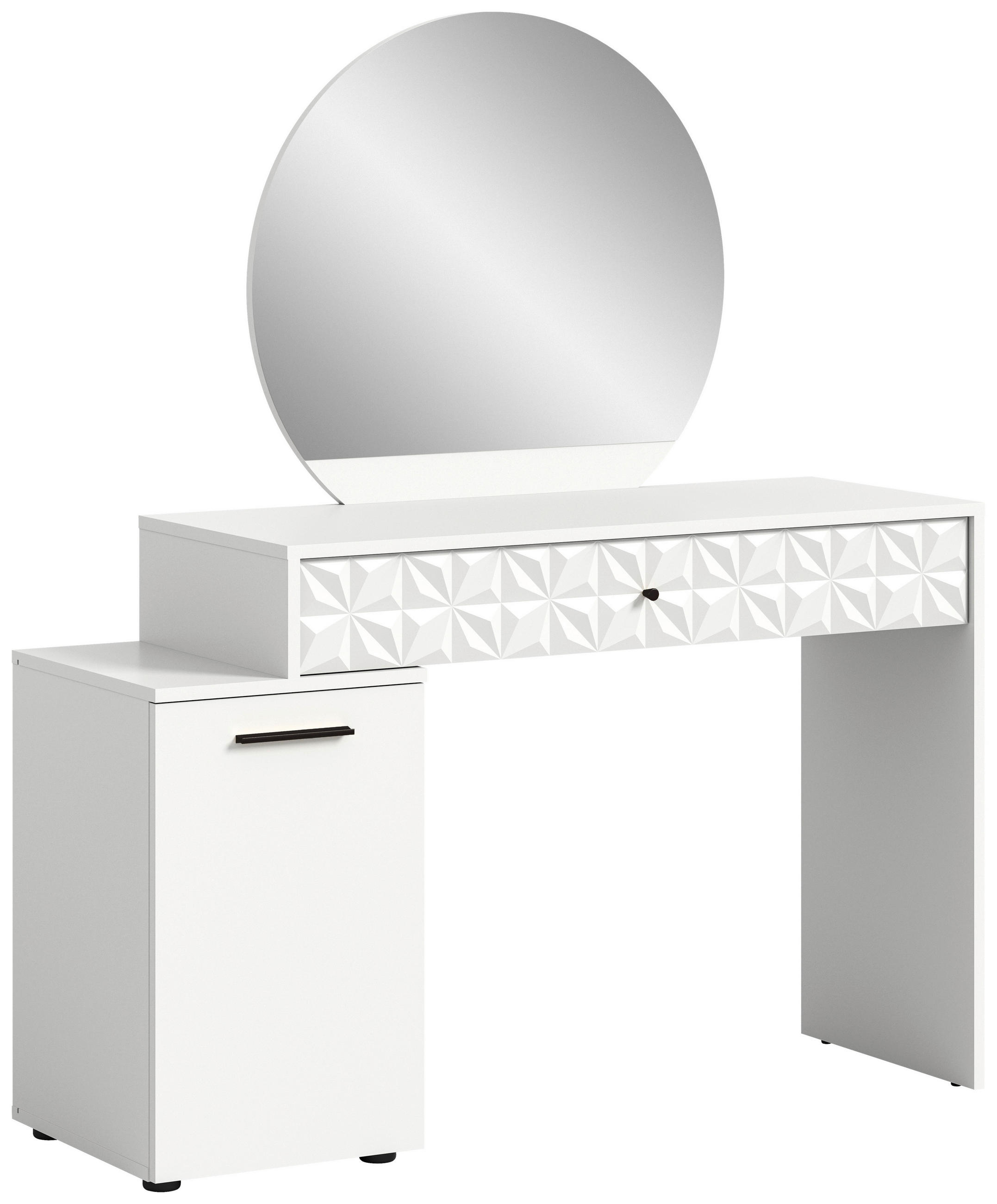 SCHMINKTISCH Weiß, Weiß Hochglanz  - Weiß Hochglanz/Weiß, Design, Holzwerkstoff/Kunststoff (117/138/42cm) - MID.YOU