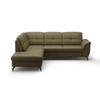 ECKSOFA ZORA E Olivgrün Kombination Echtleder/Stoff Vliesstoff  - Schwarz/Olivgrün, MODERN, Leder/Textil (212/244cm) - Sit & More