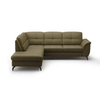 ECKSOFA in Vliesstoff Kombination Echtleder/Stoff Olivgrün  - Schwarz/Olivgrün, Modern, Leder/Textil (212/244cm) - Sit & More