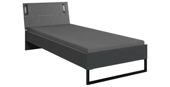 BETT 90/200 cm in Graphitfarben - Schwarz/Graphitfarben, Design, Holzwerkstoff/Metall (90/200cm) - Carryhome