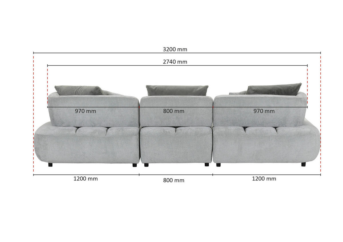 ECKSOFA Mintgrün Flachgewebe Zierkissen, Rückenkissen, Rücken echt, Sitztiefenverstellung  - Salbeigrün/Schwarz, MODERN, Kunststoff/Textil (190/320cm) - Ambia Home