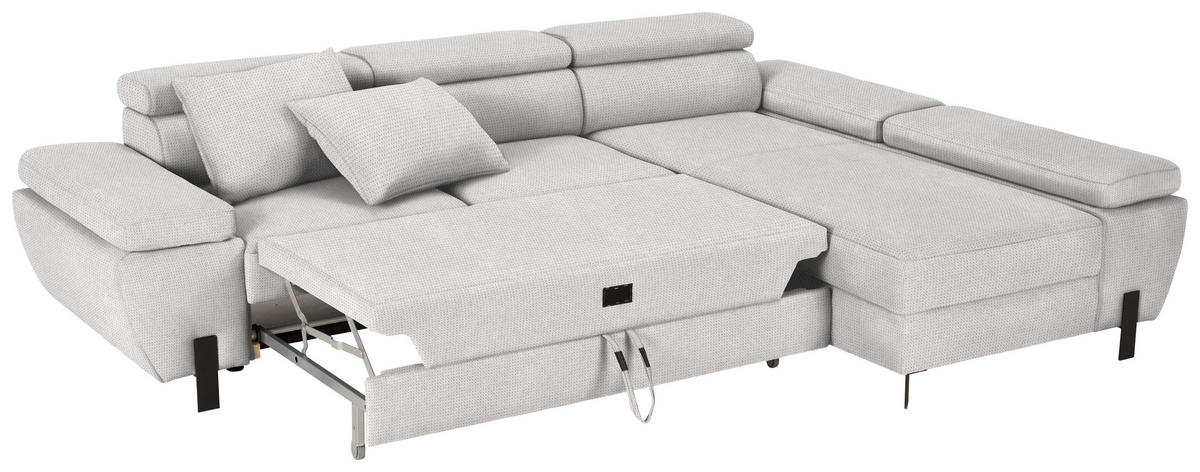 HÖRNSOFFA i vävt tyg ljusgrå  - ljusgrå/svart, Modern, metall/trämaterial (277/90/189cm) - MID.YOU