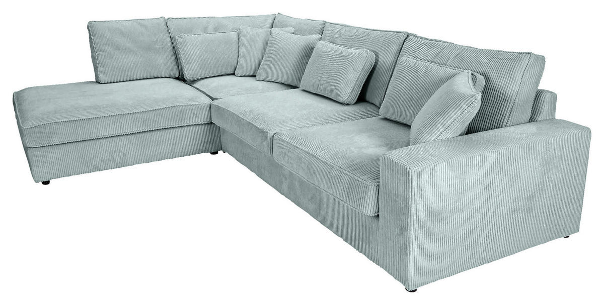 ECKSOFA Hellblau Cord Zierkissen, Rückenkissen, Rücken echt  - Schwarz/Hellblau, MODERN, Kunststoff/Textil (228/307cm) - Carryhome
