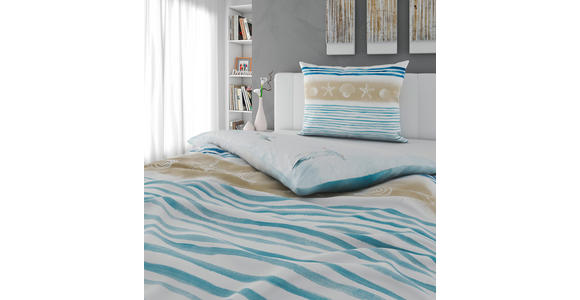 WENDEBETTWÄSCHE TANJA Satin 140/200 cm  - Blau/Beige, KONVENTIONELL, Textil (140/200cm) - Novel