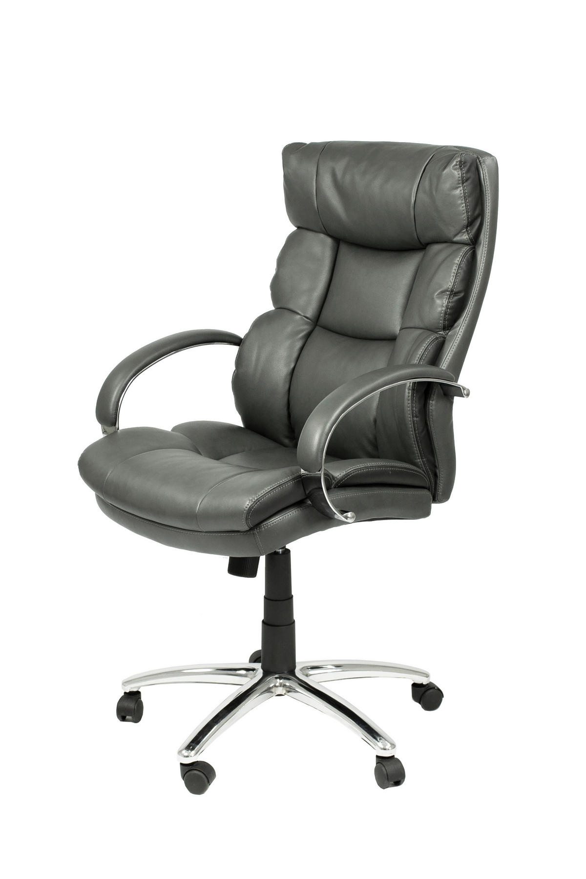 DREHSTUHL  in Lederlook Schwarz  - Schwarz/Silbereichenfarben, MODERN, Textil (64/118/72cm) - MID.YOU