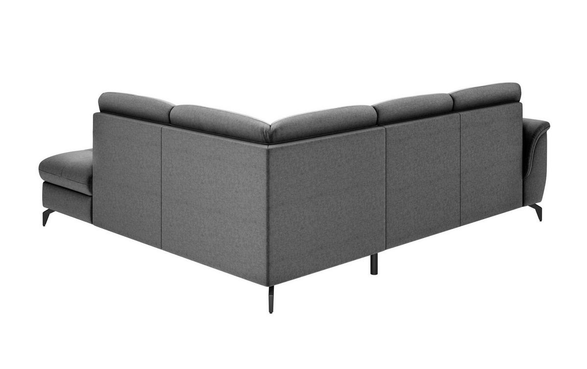 ECKSOFA ZORA E Dunkelgrau Flachgewebe  - Dunkelgrau/Schwarz, MODERN, Textil/Metall (244/212cm) - Sit & More
