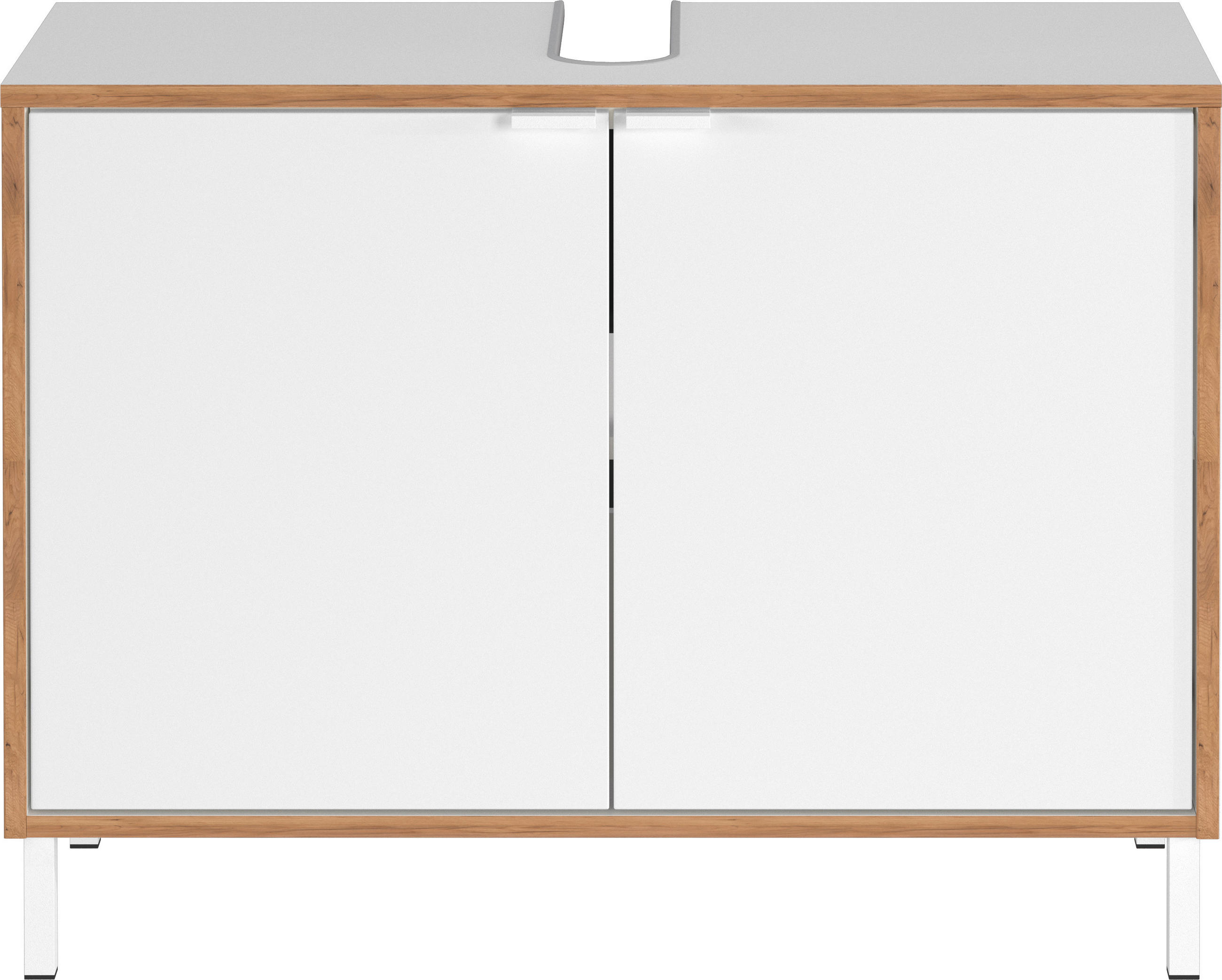 WASCHBECKENUNTERSCHRANK 80/60/35 cm  - Eichefarben/Weiß, MODERN, Holzwerkstoff/Metall (80/60/35cm) - Germania