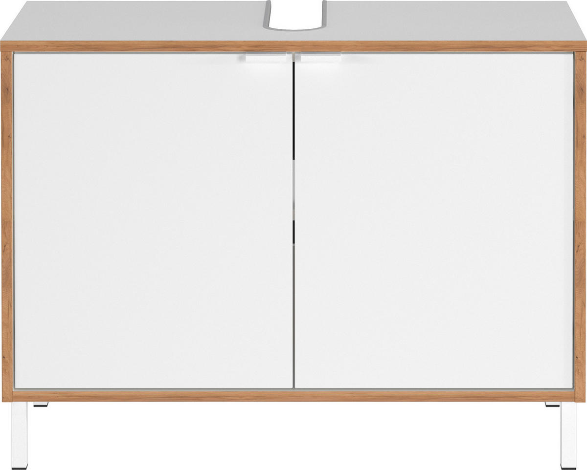 WASCHBECKENUNTERSCHRANK 80/60/35 cm  - Eichefarben/Weiß, MODERN, Holzwerkstoff/Metall (80/60/35cm) - Germania