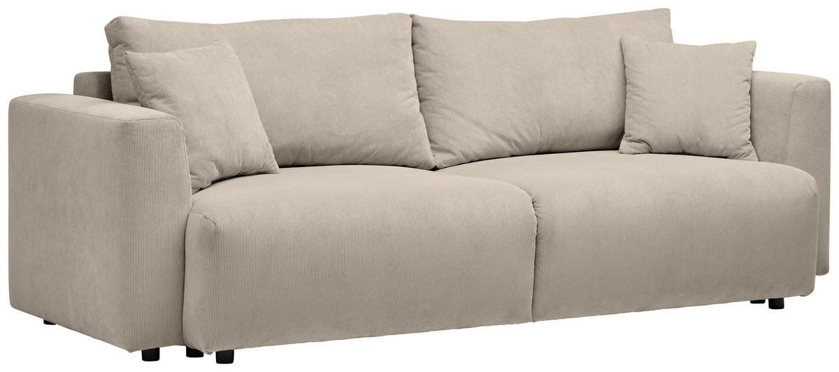 SCHLAFSOFA  mit Stoffauswahl, Schlafen auf Sitzhöhe, Rücken echt Cord Beige  - Beige/Schwarz, Design, Kunststoff/Textil (250/92/105cm) - Carryhome