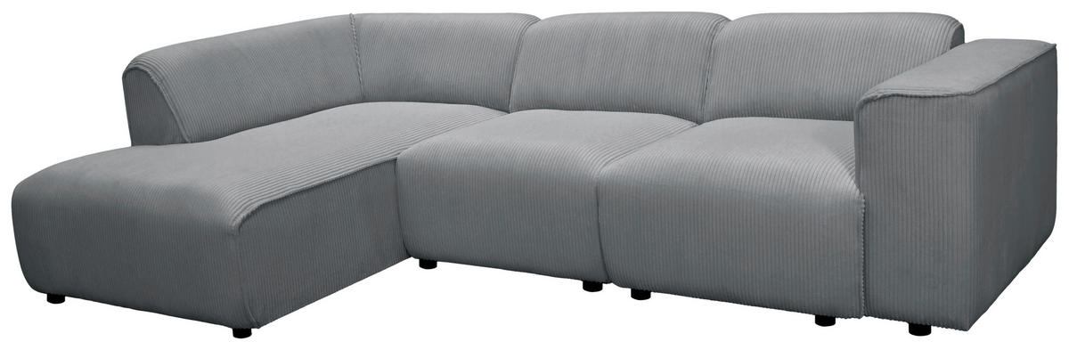 ECKSOFA ANTHONY Grau Cord  - Schwarz/Grau, Design, Kunststoff/Textil (163/275cm) - MID.YOU