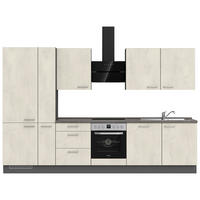 KÜCHENLEERBLOCK 330 cm   in Weiß, Schieferfarben  - Schieferfarben/Edelstahlfarben, MODERN, Holzwerkstoff/Metall (330cm) - Nobilia