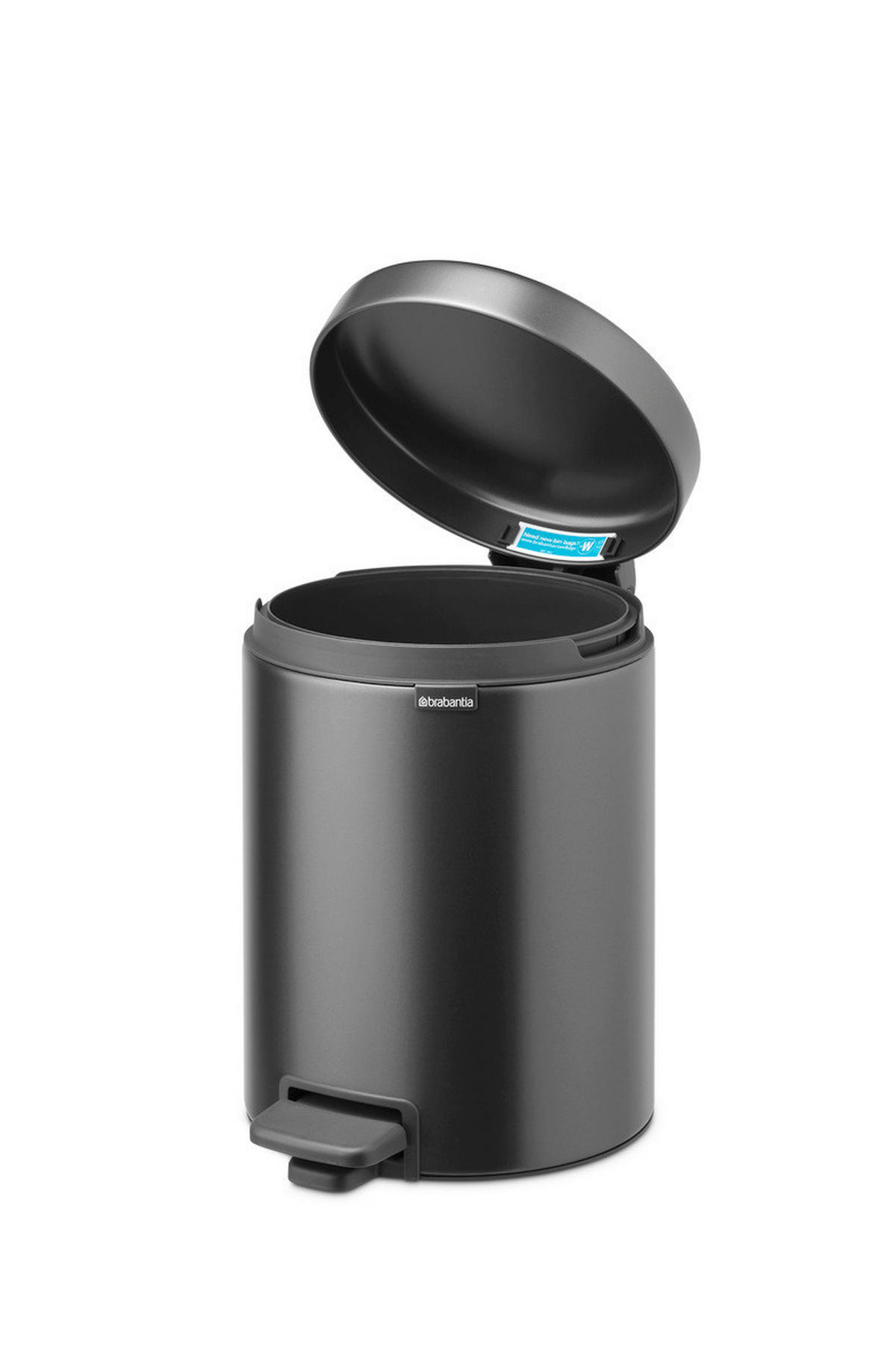 KOŠ S NOŽNOM PAPUČICOM  5 l  New Icon  - tamno siva/antracit, Basics, metal/plastika (20.5/29.1/27.2cm) - Brabantia