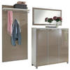 GARDEROBE 3-teilig  in 215/195/37 cm  - Taupe/Weiss, Design, Glas/Holzwerkstoff (215/195/37cm)