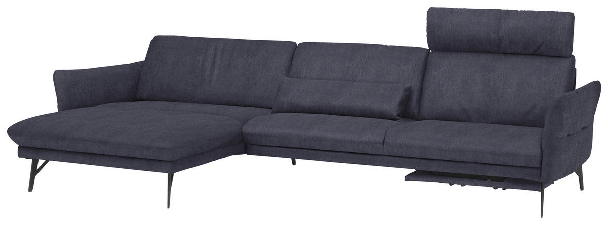 ECKSOFA in Lederlook Blau, Grau  - Blau/Anthrazit, Design, Textil/Metall (174/330cm) - Himolla