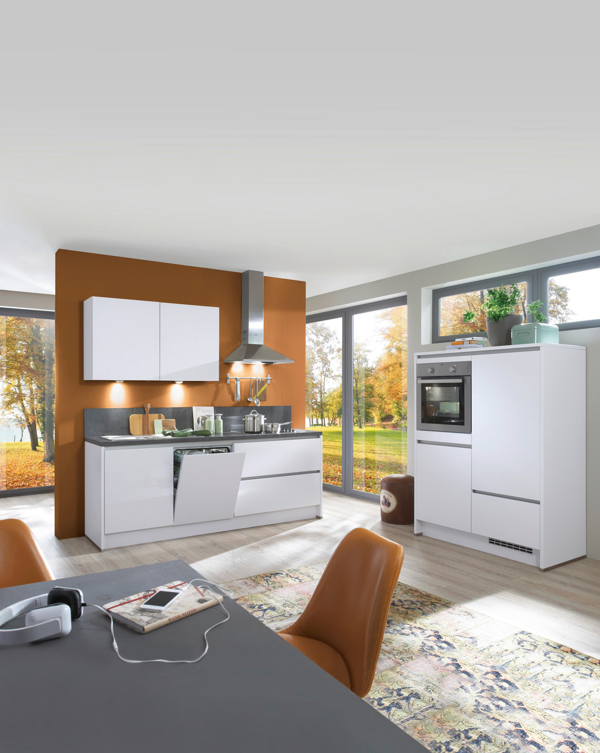 EINBAUKÜCHE 315  - Weiß, Design, Holzwerkstoff - Celina