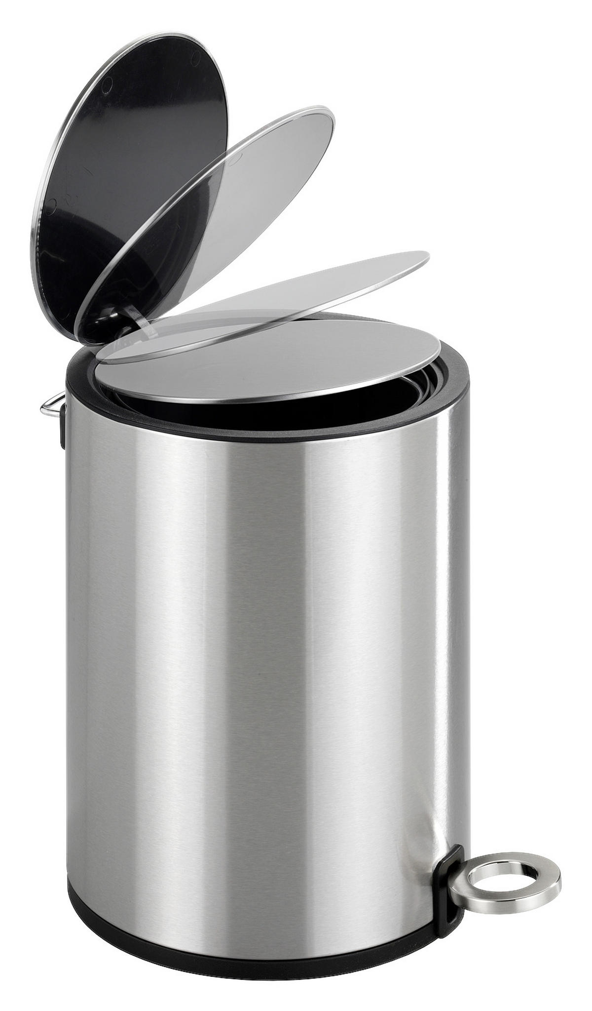 TRETEIMER Monza 3 L  - Silberfarben/Schwarz, Basics, Kunststoff/Metall (18,5/25,5cm) - Wenko