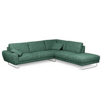 ECKSOFA 273/250 cm SPRING in Webstoff Grün Zierkissen  273/250 cm  - Chromfarben/Grün, Design, Textil/Metall (273/250cm) - Livetastic