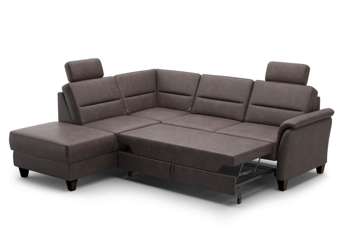 ECKSOFA in Mikrofaser Braun  212/236 cm  - Wengefarben/Braun, KONVENTIONELL, Holz/Textil (212/236cm) - Sit & More