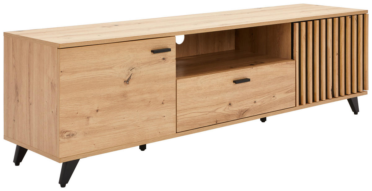 TV-BÄNK 170/40/49 cm  - svart/ekfärgad, Lifestyle, metall/trämaterial (170/40/49cm) - MID.YOU
