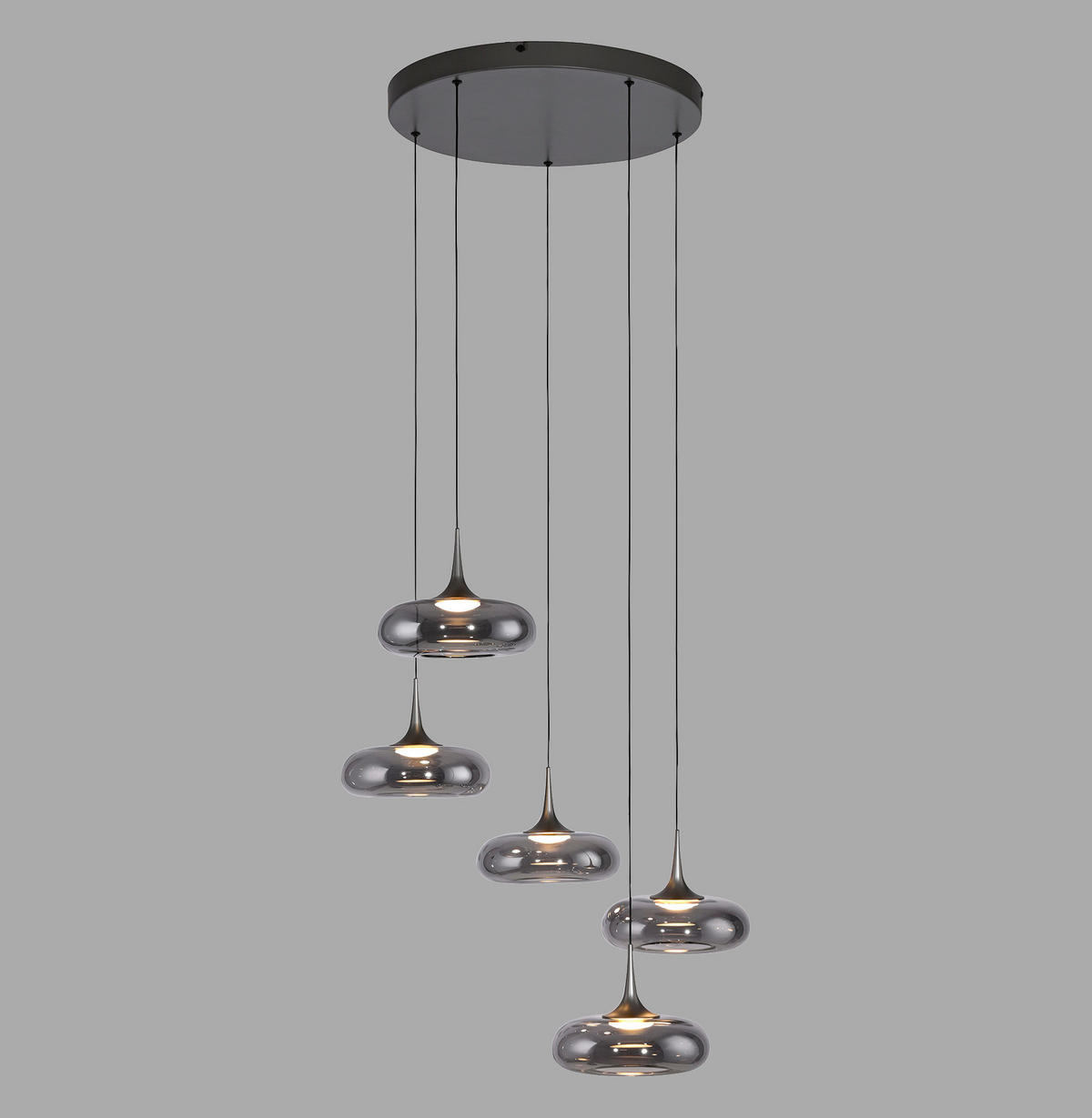 LED-PENDELLEUCHTE SW POSH 62/62/200 cm   - Grau, Design, Glas/Kunststoff (62/62/200cm) - Schöner Wohnen