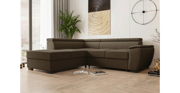 ECKSOFA  in Flachgewebe Braun  - Schwarz/Braun, KONVENTIONELL, Kunststoff/Textil (220/266cm) - Carryhome