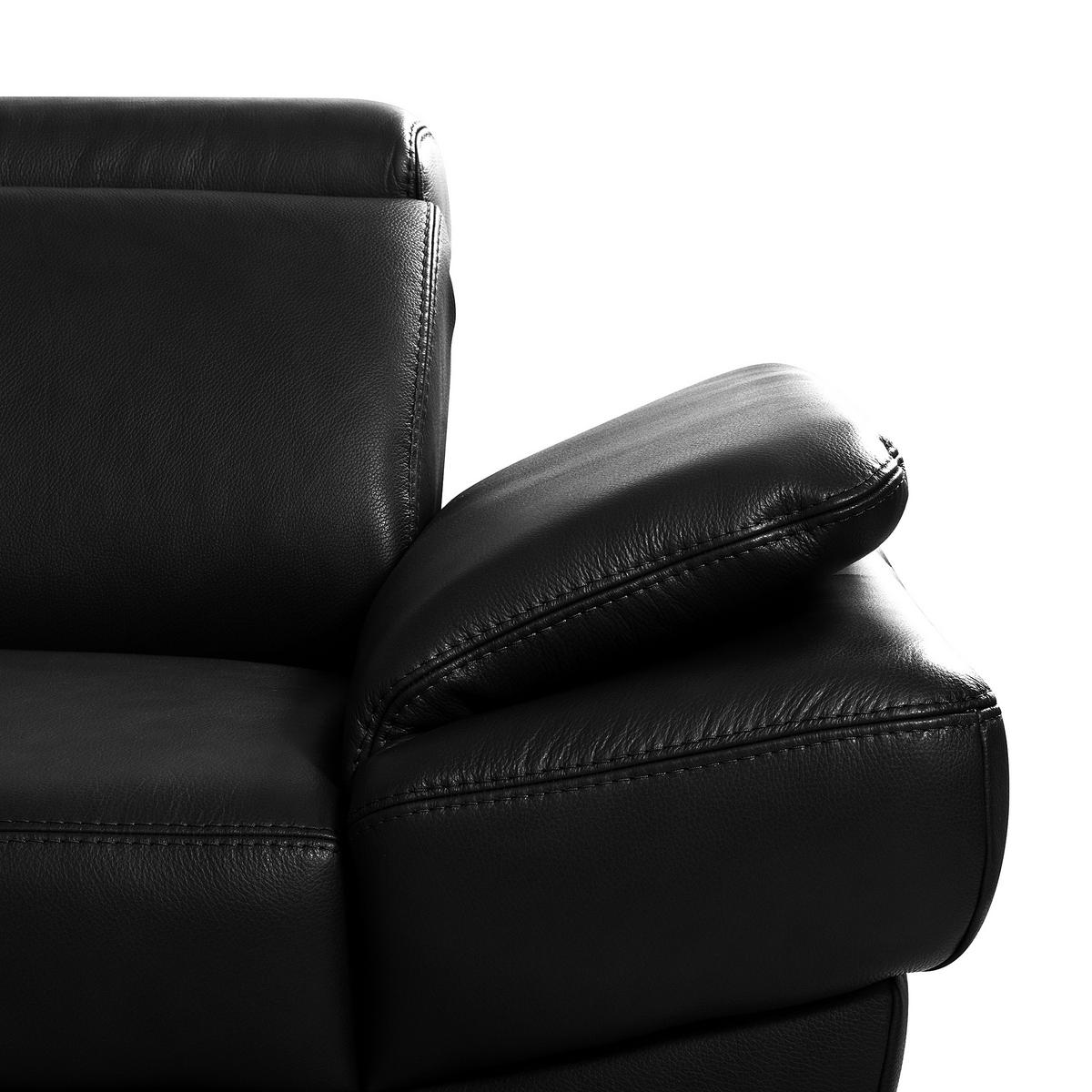 ECKSOFA  in Lederlook Echtleder Schwarz  - Schwarz, Design, Leder/Textil (211/264cm) - Livetastic