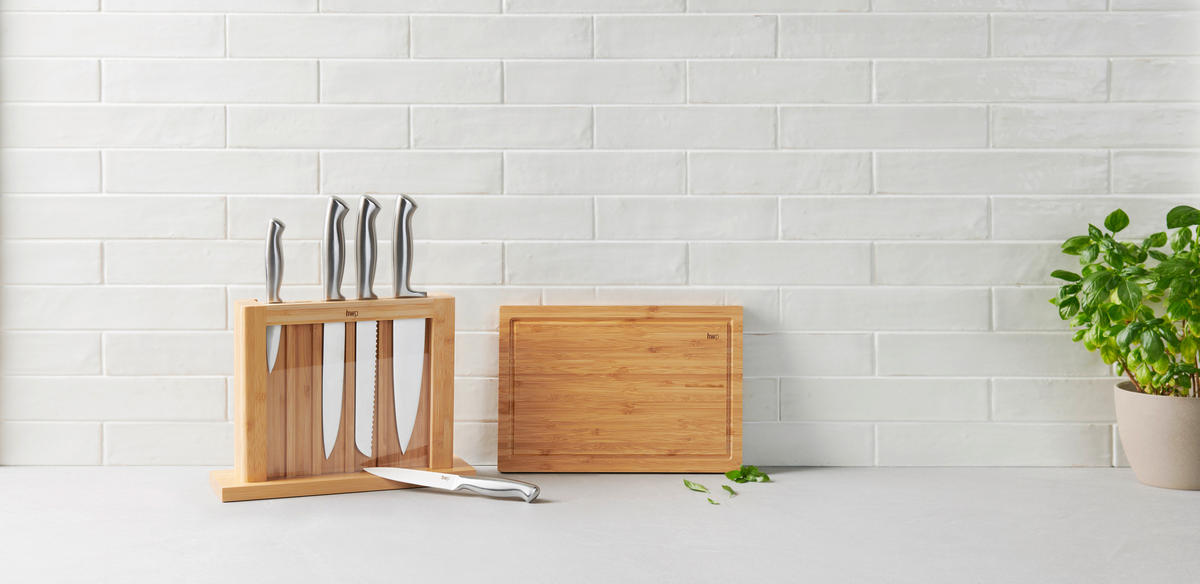MESSERBLOCK 7-teilig  - Silberfarben/Naturfarben, Basics, Holz/Metall - Homeware Profession.