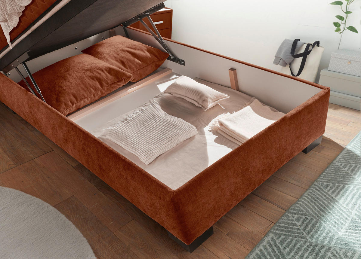 BOXBETT 120/200 cm  in Cognac  - Cognac/Schwarz, Modern, Holzwerkstoff/Kunststoff (120/200cm) - MID.YOU