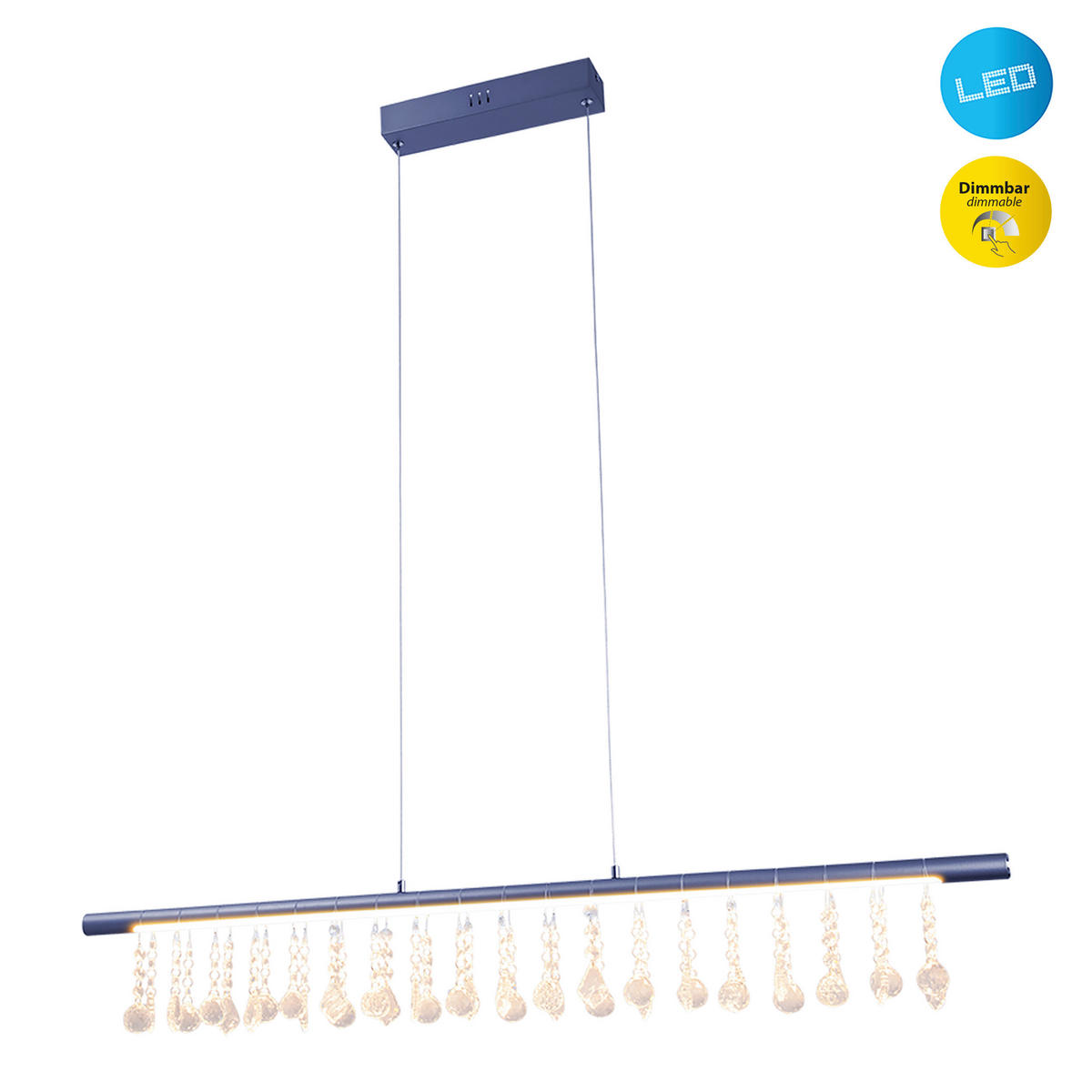 LED-HÄNGELEUCHTE Nobilis 100 cm   - Grau, Design, Glas/Metall (100cm) - Näve