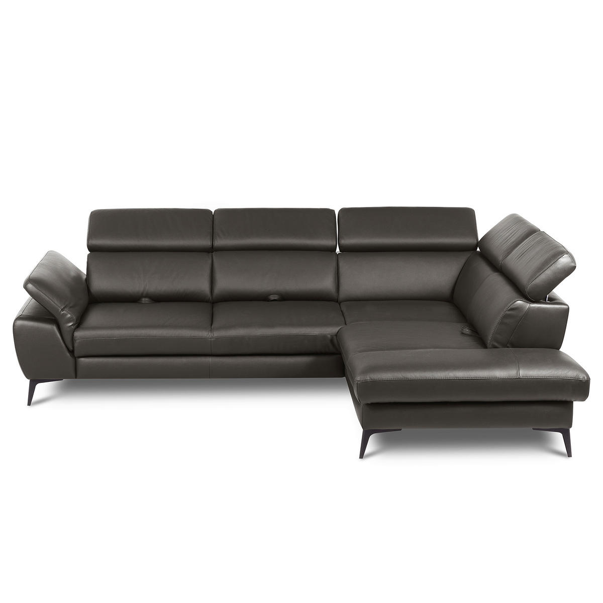 ECKSOFA  in Lederlook Echtleder Dunkelbraun  274/220 cm  - Dunkelbraun/Schwarz, Design, Leder/Textil (274/220cm) - Livetastic