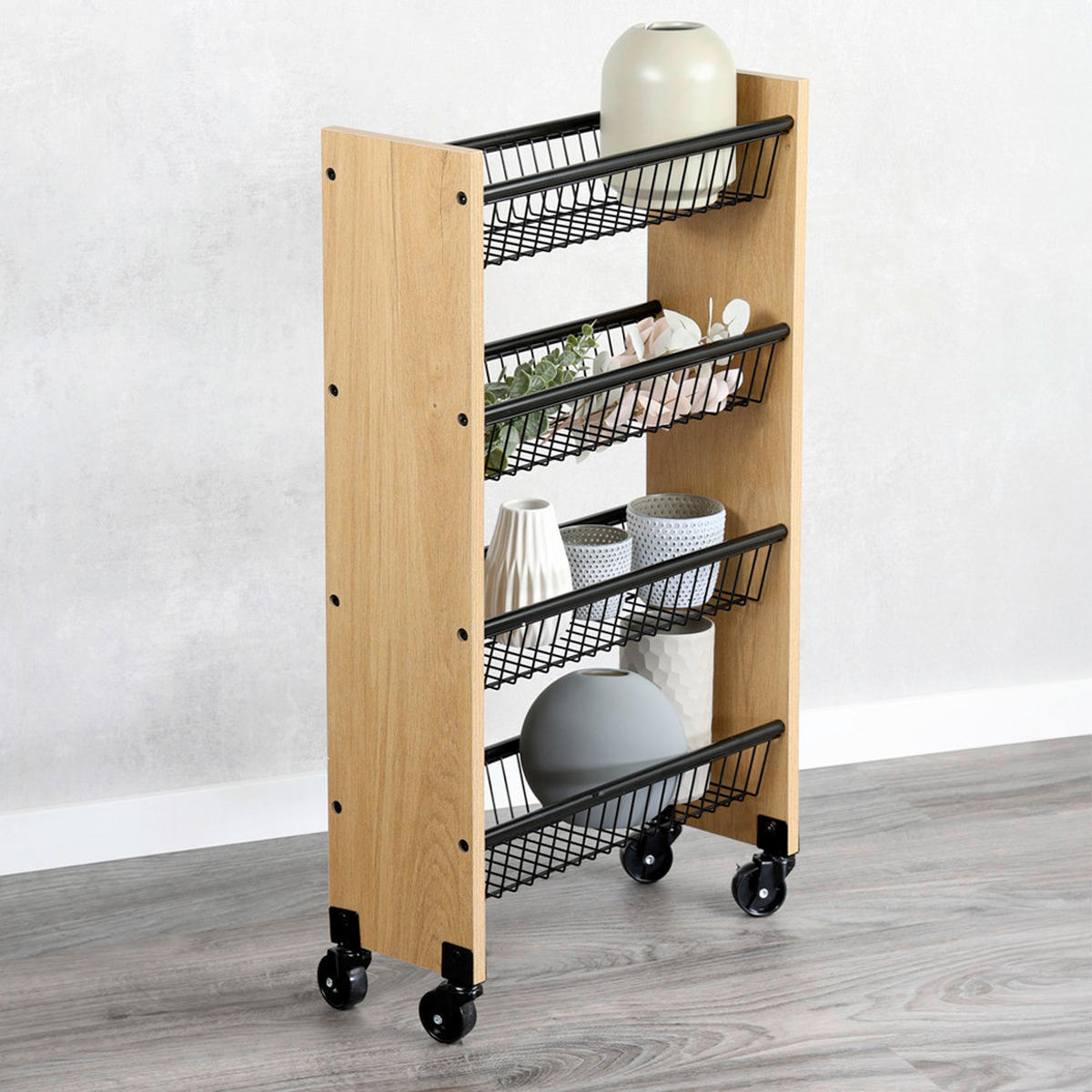 SERVIERWAGEN Braun, Schwarz  - Schwarz/Braun, Trend, Holzwerkstoff/Metall (45/17/77cm) - Kesper