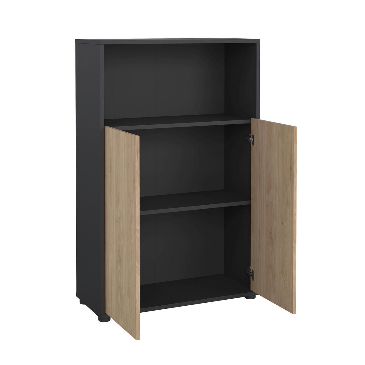 VYSOKÁ KOMODA, šedá, barvy dubu, 79,6/34,3/123,6 cm - šedá/barvy dubu, Moderní, kompozitní dřevo/plast (79,6/34,3/123,6cm) - MID.YOU