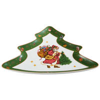 SERVERINGSFAT  - vit/grön, Klassisk, keramik (28/33,2/2,4cm) - X-Mas