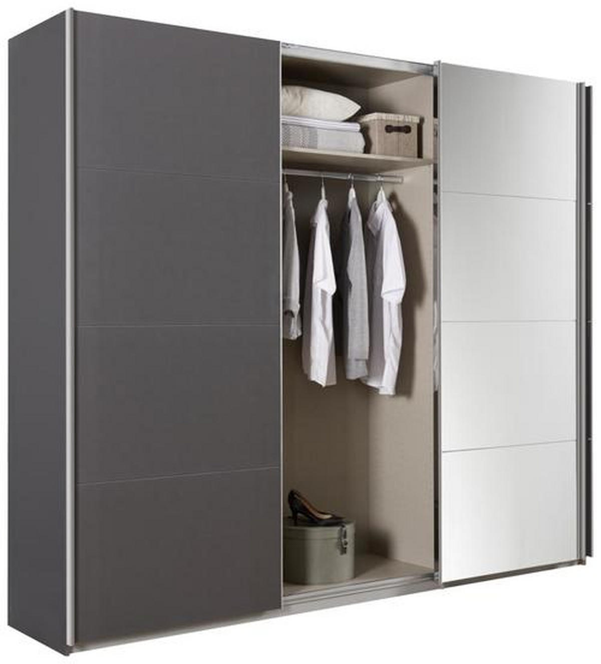 FÜGGESZTETT TOLÓAJTÓS SZEKRÉN szürke  - króm/szürke, Design, faalapú anyag/Üveg (270/230/62cm) - Xora