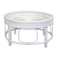 COUCHTISCH Rattan massiv 75/75/41 cm rund Weiß  - Weiß, Design, Holz (75/75/41cm) - MID.YOU