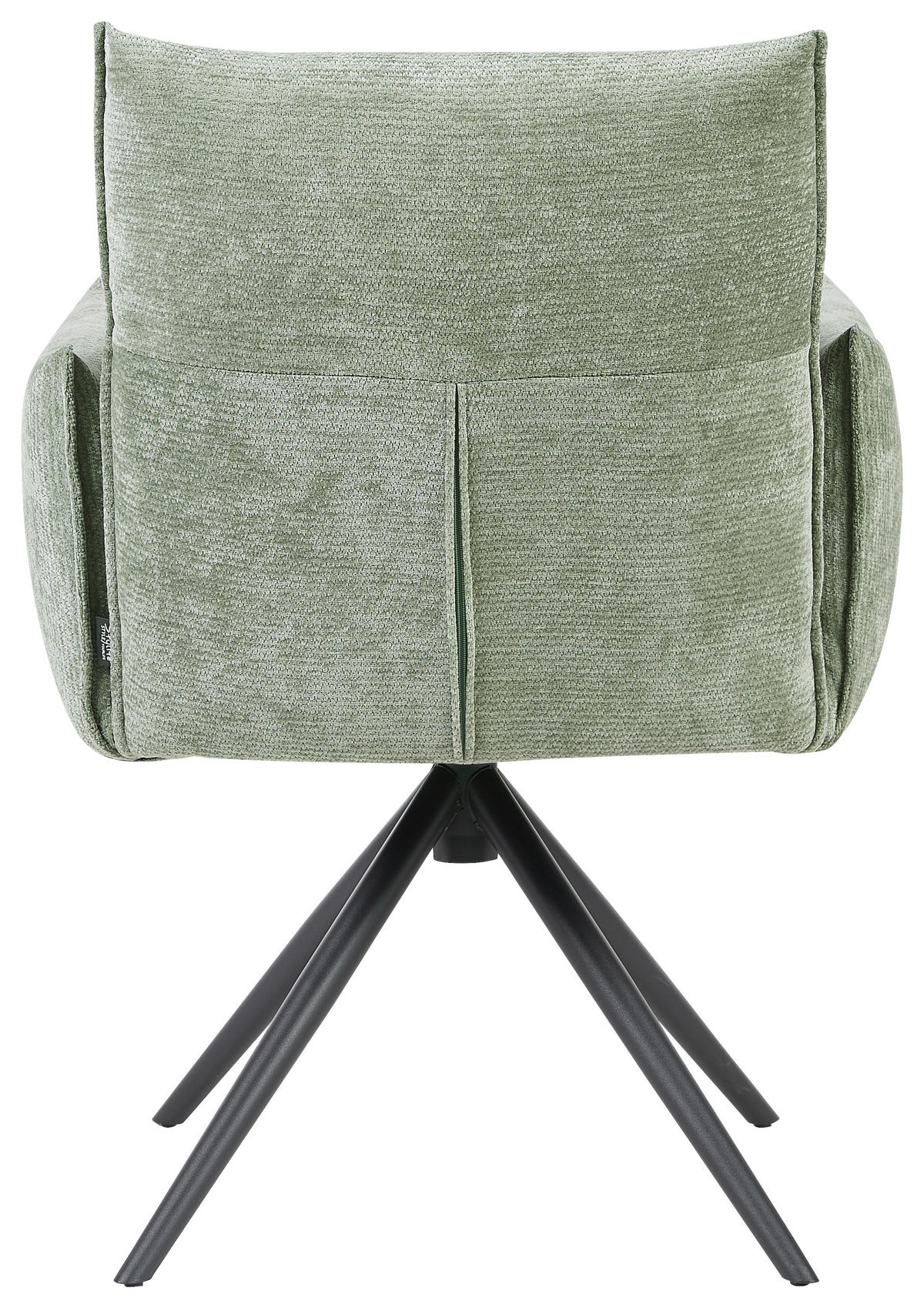 ARMLEHNSTUHL  Sitzfläche 360° drehbar, automatische Rückholfunktion Leinenoptik  - Schwarz/Grün, Design, Textil/Metall (67/86/62cm) - Stylife